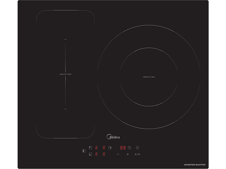 Midea MIH740T463K0, 3 Zonas, 32 cm Zona Grande, 59 Ancho, 9 Niveles de Potencia, Negro