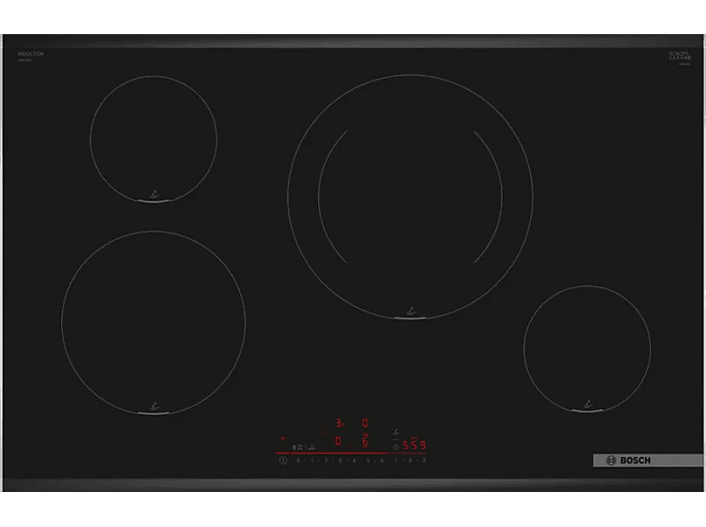 Bosch PIE875HC1E, 4 zonas, 28 cm, Home Connect, Función Sprint, 80 Negro