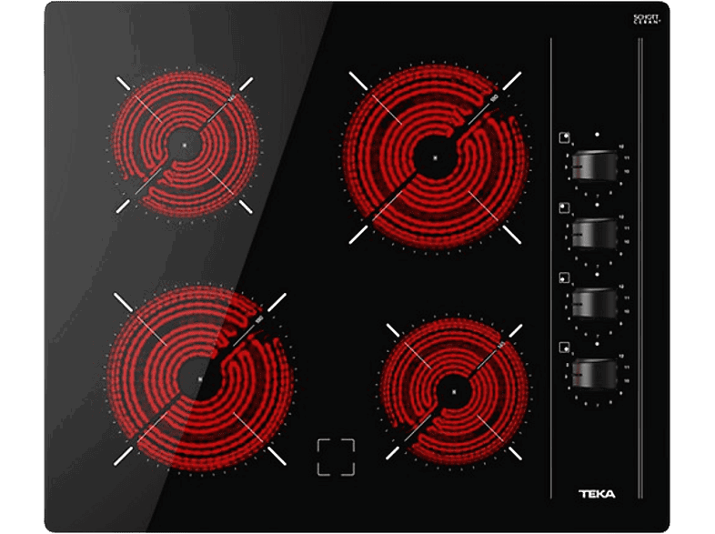 Teka TBC 64000 XFL, 4 zonas, Zona grande 18 cm, 60 Negro