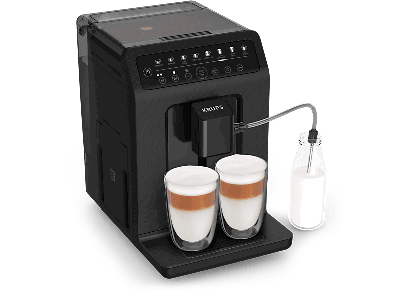 Krups EA897B10 Evidence ECO Design, 1450 W, 15 bar, 2.9 L, 8 Programas, Función 2 tazas, Negro