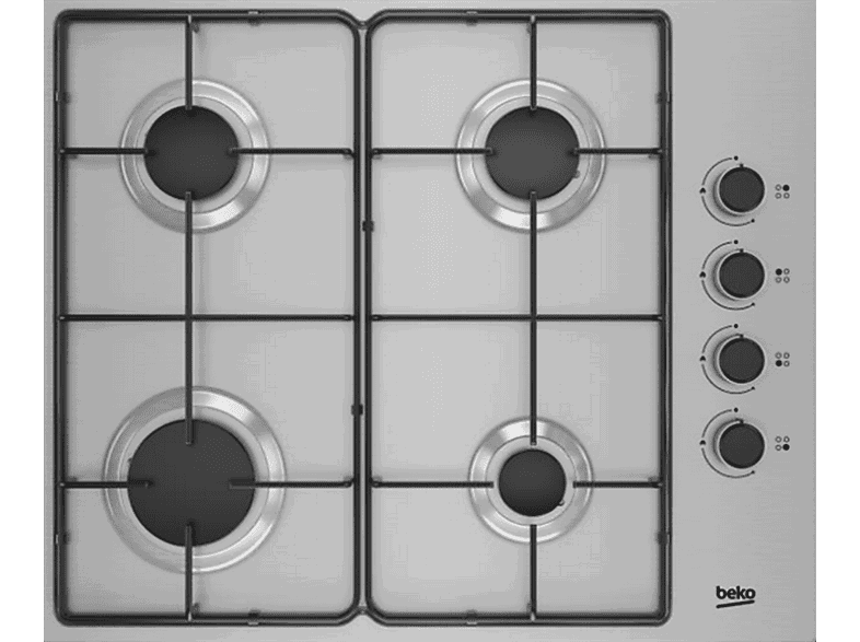 Beko HIGG 64103 SX, 4 zonas, Gas Butano, 61 cm, Inox