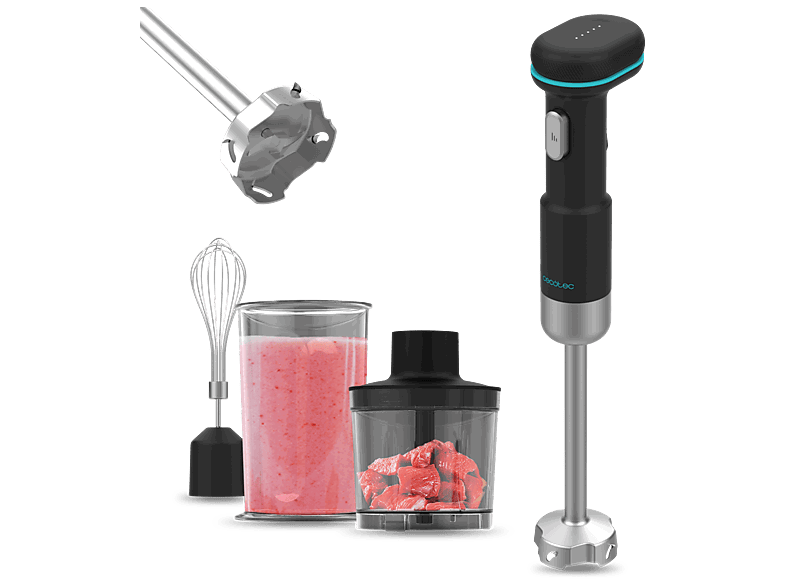 Cecotec BlendGo Hand, Sin cable, 180W, Velocidad regulable, Accesorios, Protección avanzada, Negro