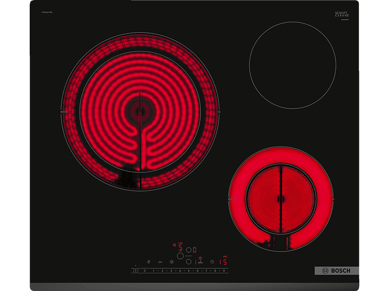 Bosch PKK631FP8E, 3 zonas, Direct Select, 2 Zonas flexibles de cocción, Función Sprint, Seguridad para niños, Negro