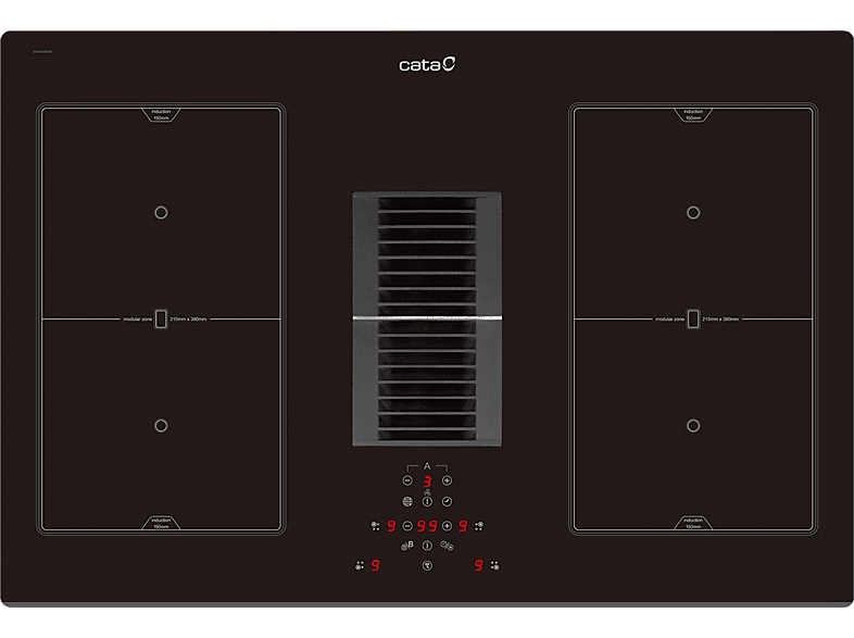 Cata AS 750 Flex, 4 zonas, Zona gande 21 cm, Control táctil, 77 Negro