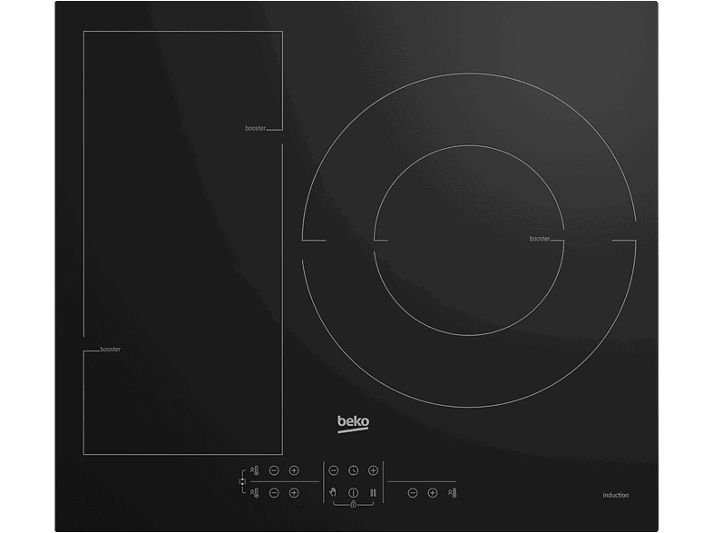 Beko HII63201FMT, 3 zonas, Zona grande 32 cm, Flexizone, 60 Negro