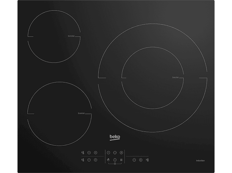 Beko HII63205MT, 3 zonas, Zona grande 32 cm, Stop&Go, 60 Negro