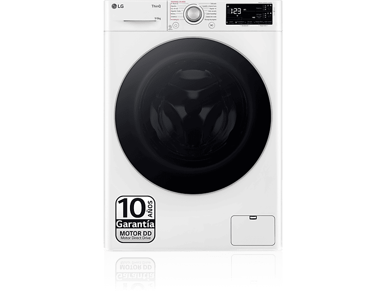LG F4DR5509A1W, 9 kg / 6 kg, 1400 rpm, 14 programas, AI Direct Drive™, Autodosificación,, TurboWash™360, Blanco
