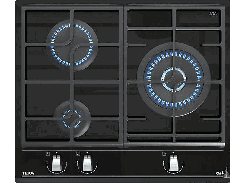 Teka GZC 63310, 3 zonas, Gas natural, ExactFlame, 60 cm, Negro