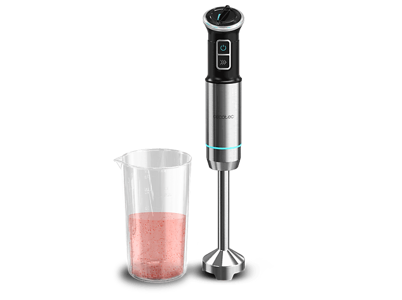 Cecotec Power Neutron 1100MAX, 1100 W, Cuchillas Crossblade titanio negro, Pie extralargo, Campana antisalpicaduras, Plata