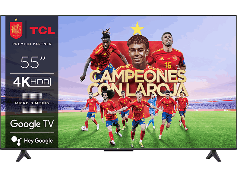 TCL 55P655, UHD 4K, Quad Core, Smart TV, Google HDR, Brushed titanium metal front