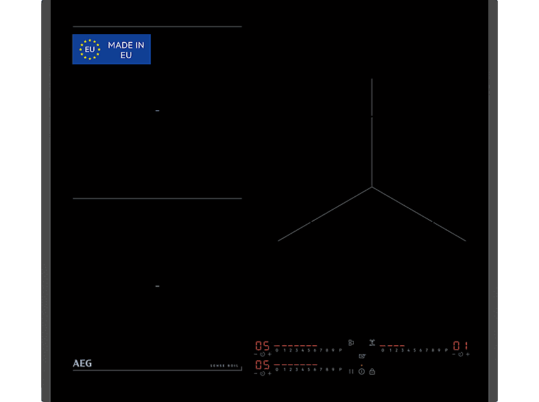 AEG TI63IQ1BFB, 3 zonas, Zona grande 28 cm, Sensor de ebullición, 59 Negro