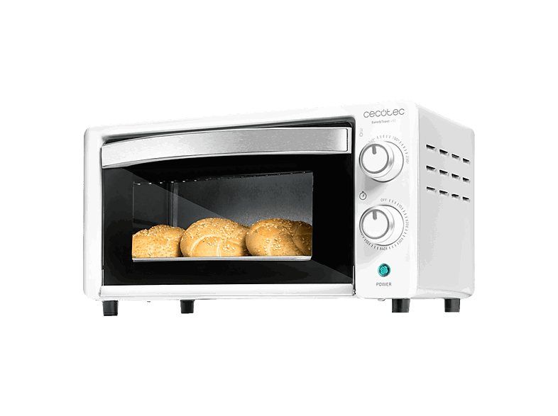 Cecotec Bake&Toast 1090 White, 1000 W, Temporizador 60 min, Hasta 230 ºC, Doble cristal, Blanco