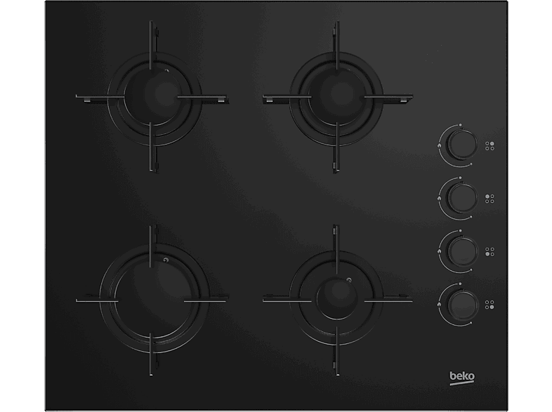 Beko HING 64120 SB, 4 zonas, Gas Butano, 65 cm, Negro
