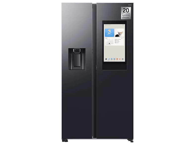 Samsung Family Hub Bespoke AI RS90F66BEFEF, Twin Cooling, 178.4 cm, 614 l, Dispensador agua y hielo, Balda botellero, Grafito