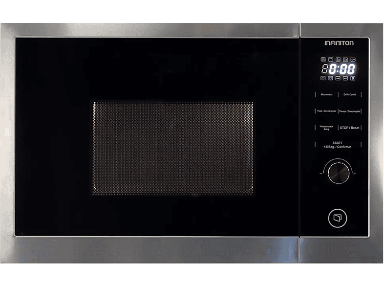 Infiniton IMW-DD2S, 800 W, 8 programas, Función Grill, 25 l, Inox