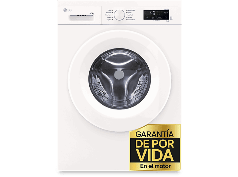 LG W4X1085NWH, 8Kg/5 kg, 1400 rpm, 10 programas, Steam™, ThinQ™, Blanco Marfil