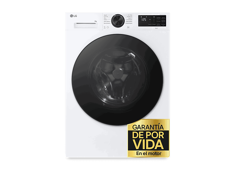 LG F2X50S8TLB, 8 kg, 1200 rpm, 12 programas, AI Wash™, TurboWash™ 360°, Clase A-30%, Blanco