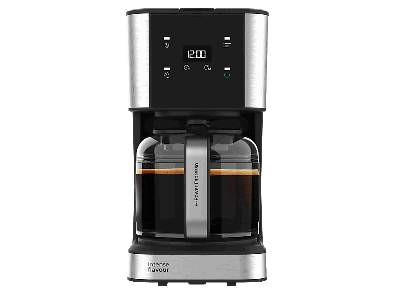 Cecotec Coffee 66 Drop & Touch, Acero inoxidable, 1,5 L, 12 tazas, 950 W, Panel táctil, Filtro reutilizable, Antigoteo, Negro
