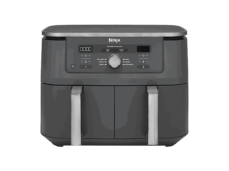 Ninja DZ400EU, 9.5L(4.75L por cajón), 2 Zonas Cocción Independientes, 2470 W, 240 °C, 6 Programas, Gris metalizado