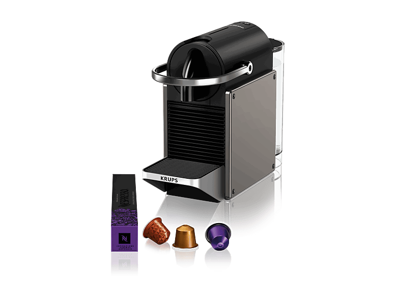 Krups Pixie Redesign Titan XN306T, 1260 W, 19 Bar, Calentiamiento rápido 0.7 L, 2 Opciones café, Apagado automático, Titán
