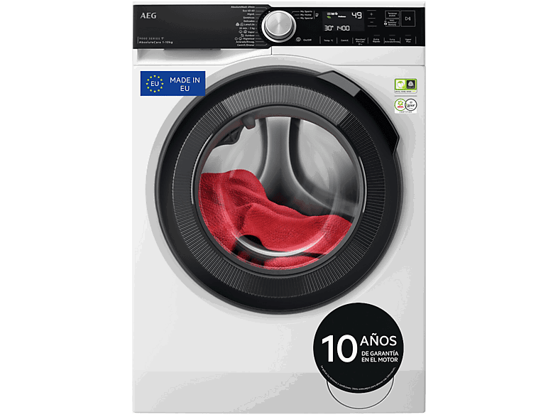 AEG LFR9514L6U, 10 kg, 1400 rpm, 12 programas, AbsoluteCare, A ‐ 35%, Blanco