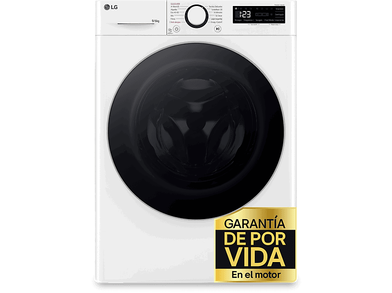 LG F4DR6009A1W, Serie 600, 9 kg / 6 kg, 1400 rpm, 12 programas, AI Direct Drive™, TurboWash™360˚, Blanco