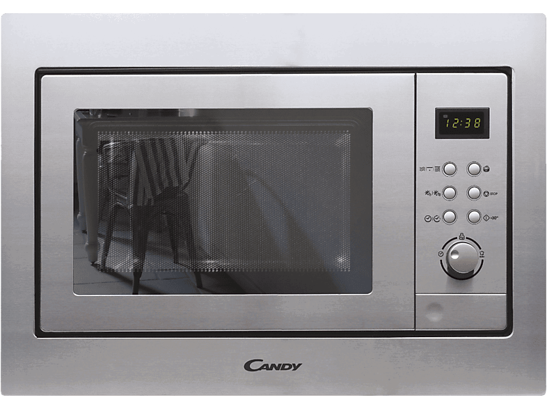 Candy CMGI201EX, Potencia max. 800 W, Grill 1000W, 8 Niveles, Plato giratorio 24.5 cm, 20 l, Inox