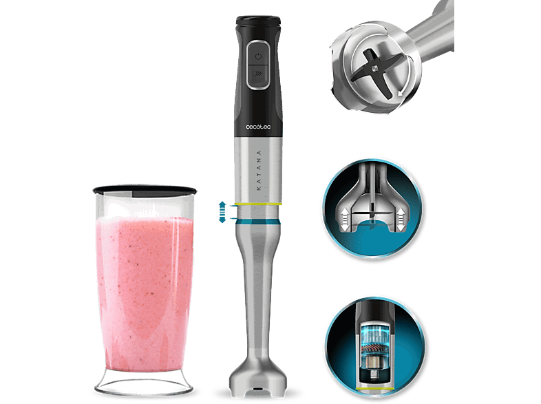Cecotec Katana 15 Jar G, 1500 W, 21 velocidades, Turbo, Vaso 800ml, Brazo XL, Grey