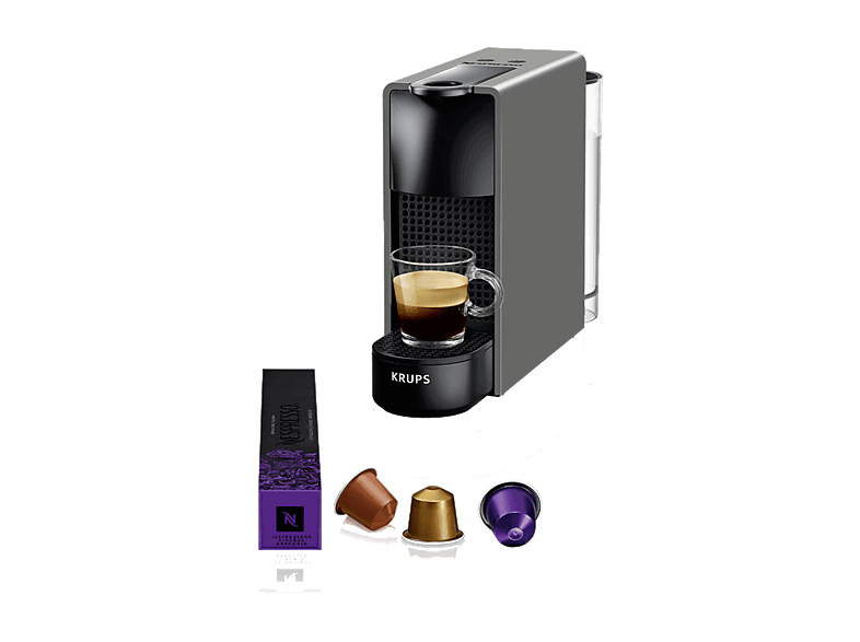 Nespresso® Krups XN110B Essenza Mini, 1310 W, 19 Bar, 0.6 L, Calentamiento en 25 s, Apagado automático, Gris