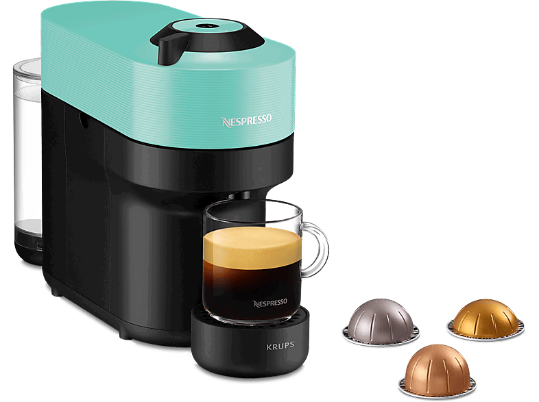 Nespresso® Krups Vertuo Pop XN920410, 1500 W, 0.56 L, Calentamiento 30 s, Tecnología Centrifusion™, Bluetooth, Wi-Fi, Aqua Mint