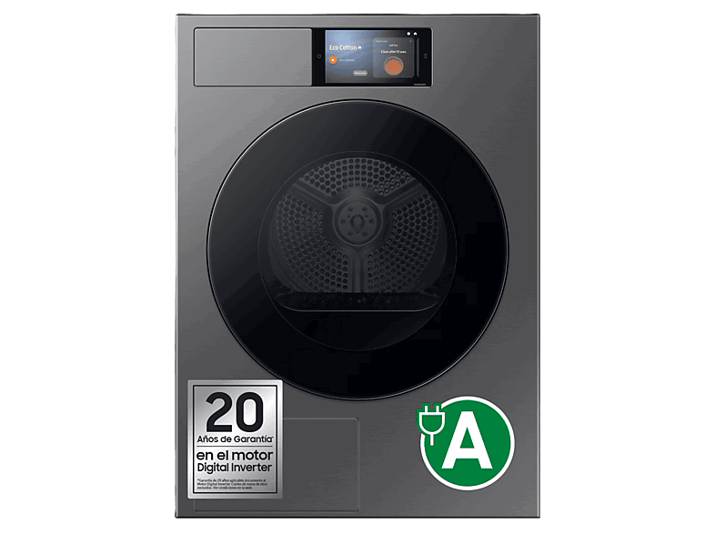Secadora bomba de calor -Samsung DV90F09F4SU3, 9 kg, 19 programas, OptimalDry A, Grafito