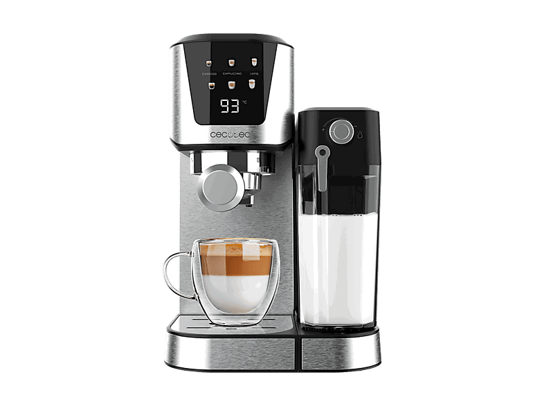 Cecotec Power Espresso 20 Cream, bar, 1350 W, Pantalla táctil en color, Depósito de leche 700 ml, Thermoblock, Plata
