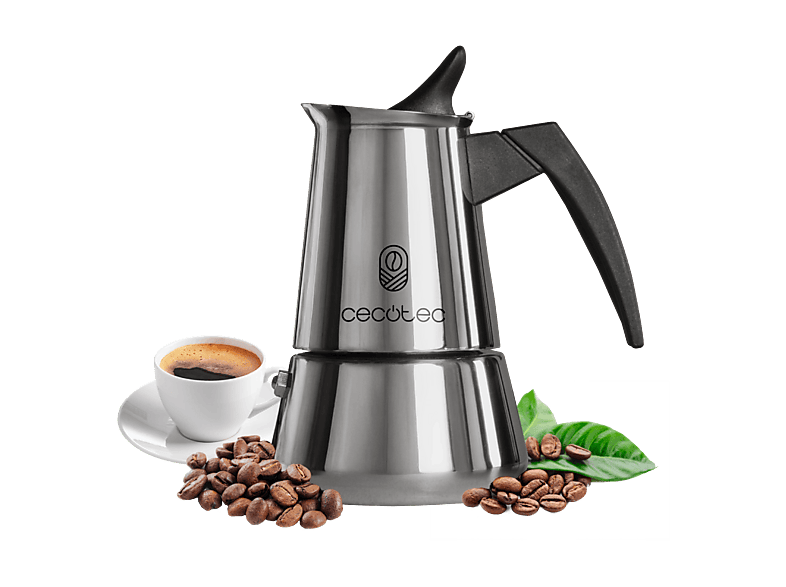 Cecotec Piccolina 900, Acero inoxidable, 450 ml (hasta 10 tazas), Apta para inducción/gas/eléctrica/vitro, Plata