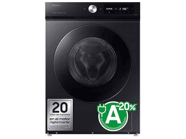 Samsung WW90DB7U94GBU3, 9 kg, 1400 rpm, Autodosificación, AI EcoBubble™, Función WiFi con SmartThings™, Negro