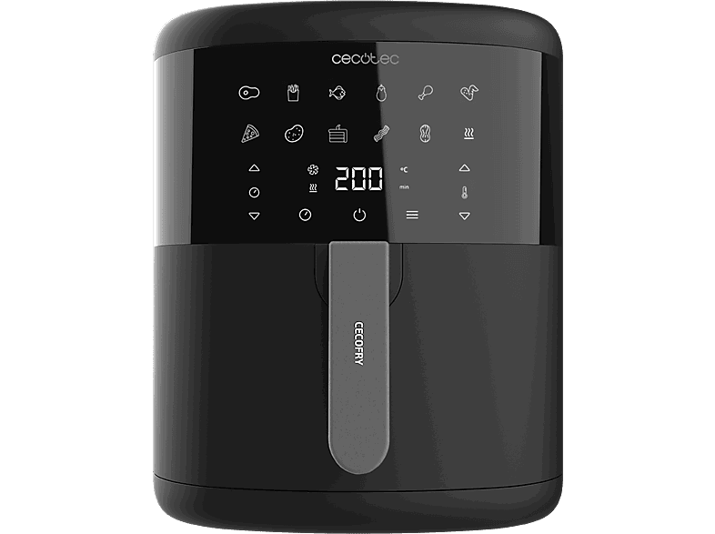 Cecotec Cecofry Bombastik 6000, 1700 W, 6 L, 80-200 ºC, 12 modos, Temporizador, Negro