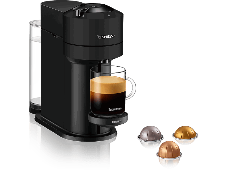 Nespresso® Krups Vertuo Next XN910N, 1500 W, 1.1 L, Calentamiento en 30 s, Tecnología Centrifusión, Wi-Fi, Bluetooth, Negro