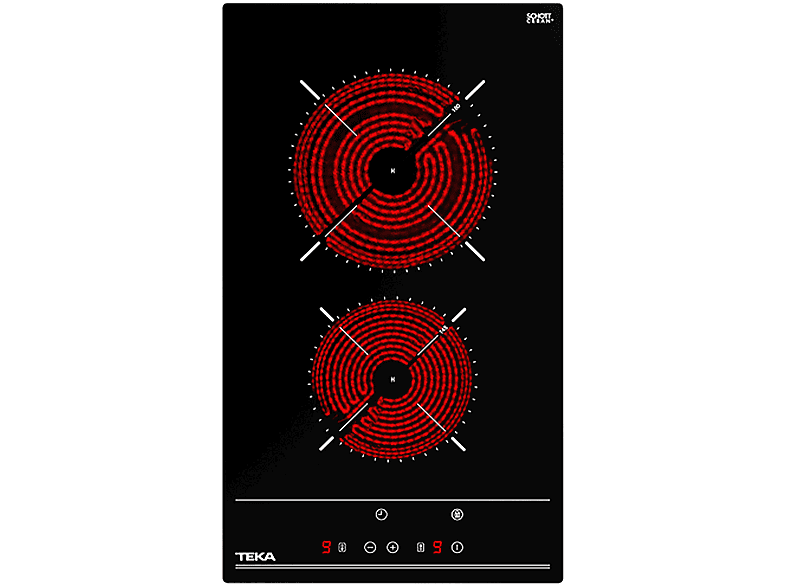 Teka TZC 32320 TTC, Vitrocerámica, 2 zonas, Zona grande 18 cm, Touch Control, 30 Negro