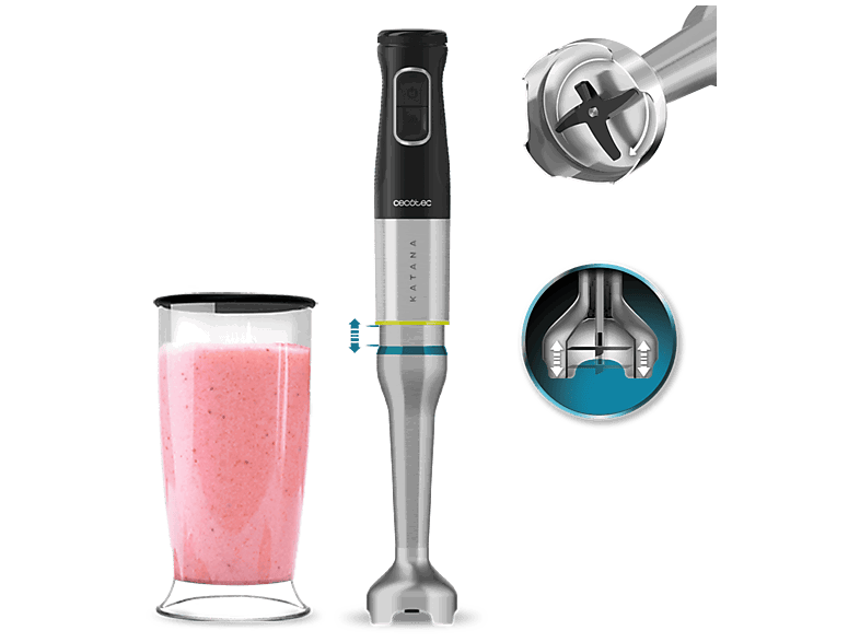 Cecotec Katana 12 Jar B, 1200 W, PerreoMove, 21 velocidades + Turbo, Cuchillas titanio, Vaso 800 ml, Multicolor