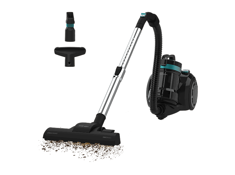 Cecotec Conga Rocksta Cyclonic Plus, Sin bolsa, 800 W, Filtro HEPA, Tubo telescópico, Depósito de 2 l, Negro