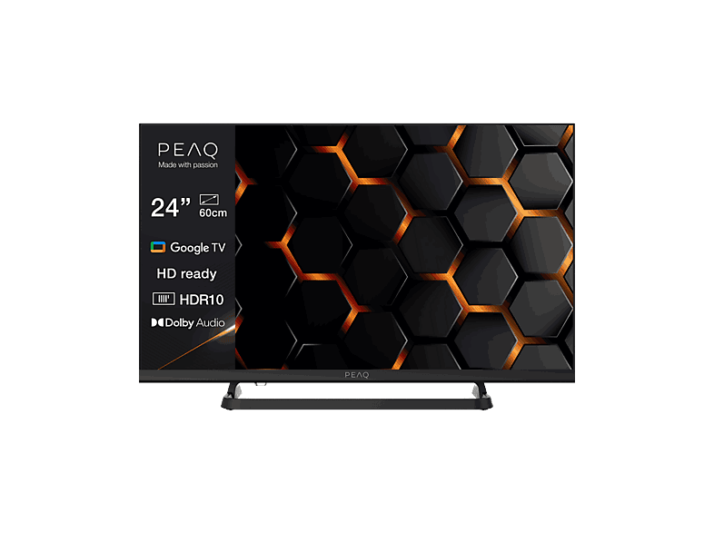 PEAQ PTV 24GH-5025C, HD Ready, Google TV, Dolby Audio, DVB-T2, Negro