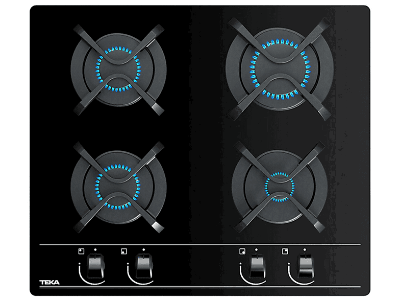 Teka GBC 6400, 4 zonas, Gas natural, Mandos frontales ergonómicos, 60 cm, Negro