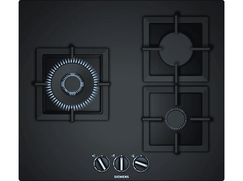 Siemens EP6A6CB20, 3 zonas, Gas natural, Negro