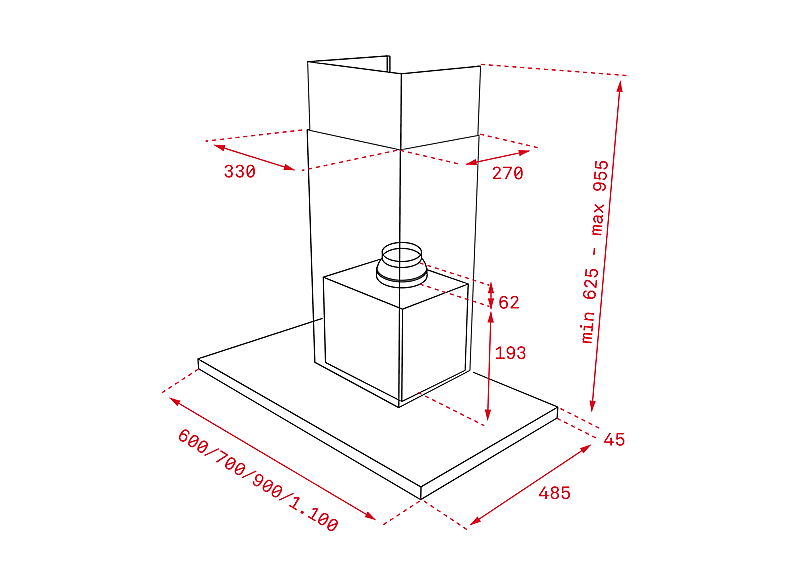 Teka DLH 1186 T, 3 Velocidades + intensiva, 701 m³/h, Iluminación LED, 110 cm, Inox