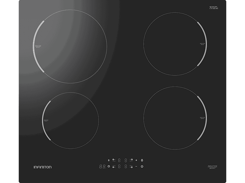 Infiniton IND4N74G29, 4 zonas, Zona grande 21 cm, Función Boost, 59 Crystal Black