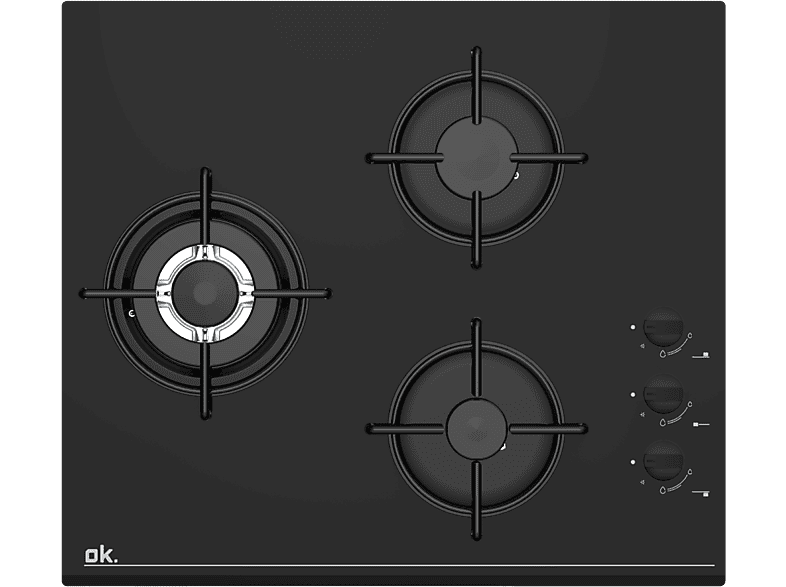 ok. OBH 4631-3, 3 Zonas, Zona grande 13.2 cm, Gas butano, 59 Negro