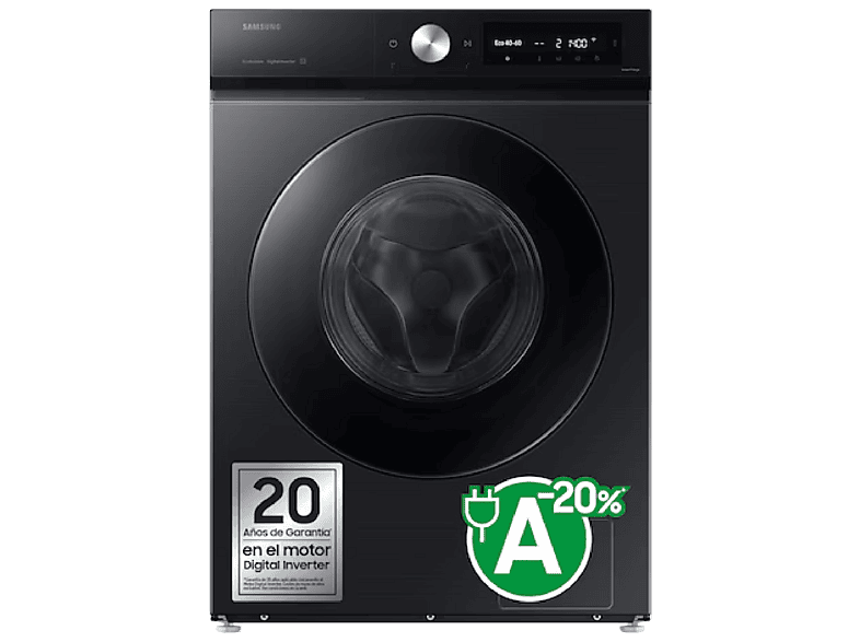 Samsung WW11DB7B94GBU3, 11 kg, 1400 rpm, Autodosificación, AI EcoBubble™, Función WiFi con SmartThings™, Negro