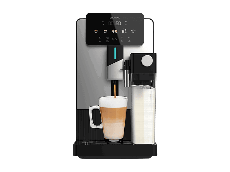 Cecotec Cremmaet Latte, 19 bar, 1300W, Depósito de leche 400ml, agua 1.1L, Display táctil, Molinillo, Negro