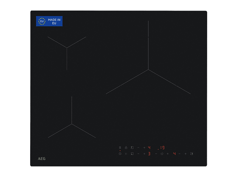AEG TN63IV0BCT, 3 zonas, Zona grande 32 cm, Mandos independientes, 58 Negro mate