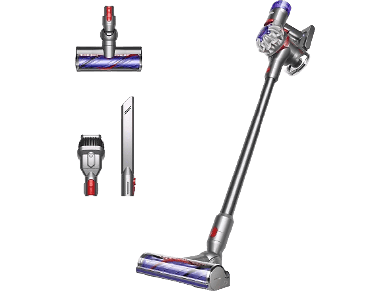 Dyson V8™ Advanced, Potencia succión 130 AW, Autonomía 40 min, Accesorios, Níquel