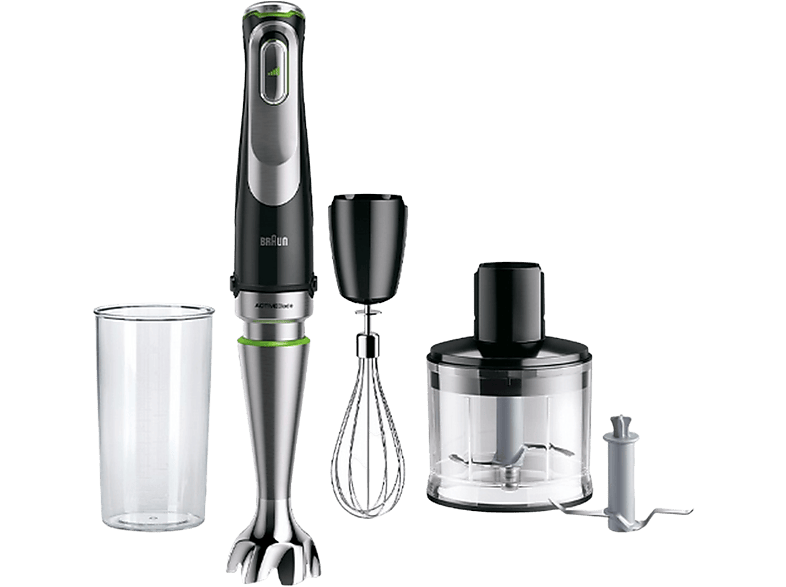 Braun Minipimer 9 MultiQuick MQ9135XI, 1200W, Vaso 0.6 l, Active PowerDrive, EasyClick Plus, 3 Accesorios + Picadora, Inox